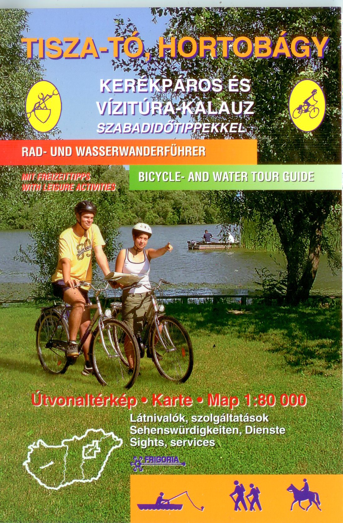 The atlas contains 22 water routes with photos and text in 3 languages (Hungarian, English, German)