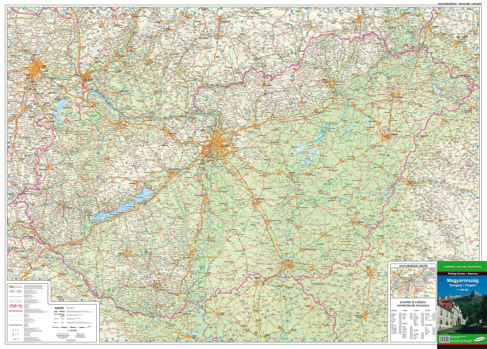 Detailed GPS compatible road map of Hungary for mobile devices