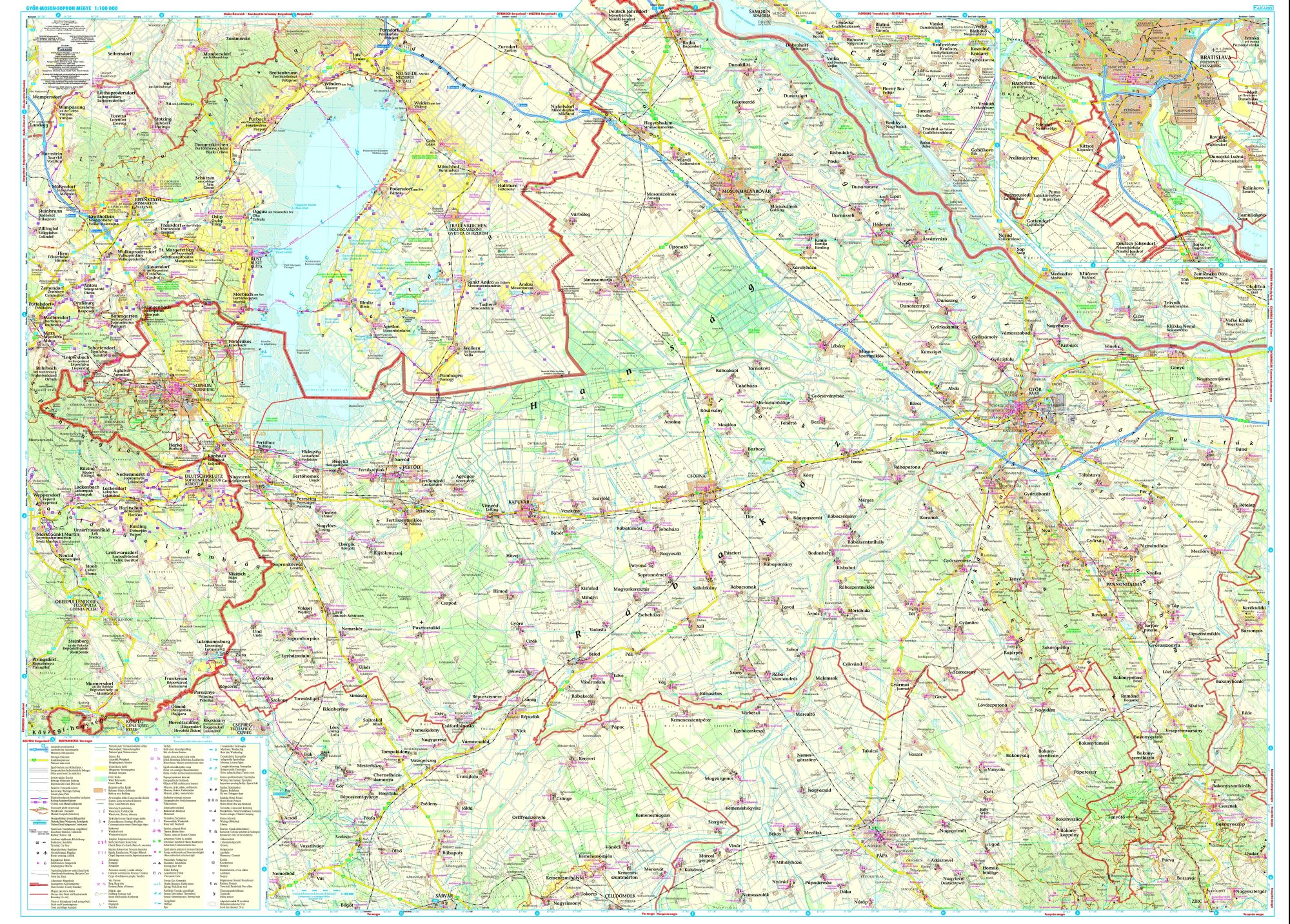 Győr-Moson-Sopron county: area covered by the main map 1:100.000
