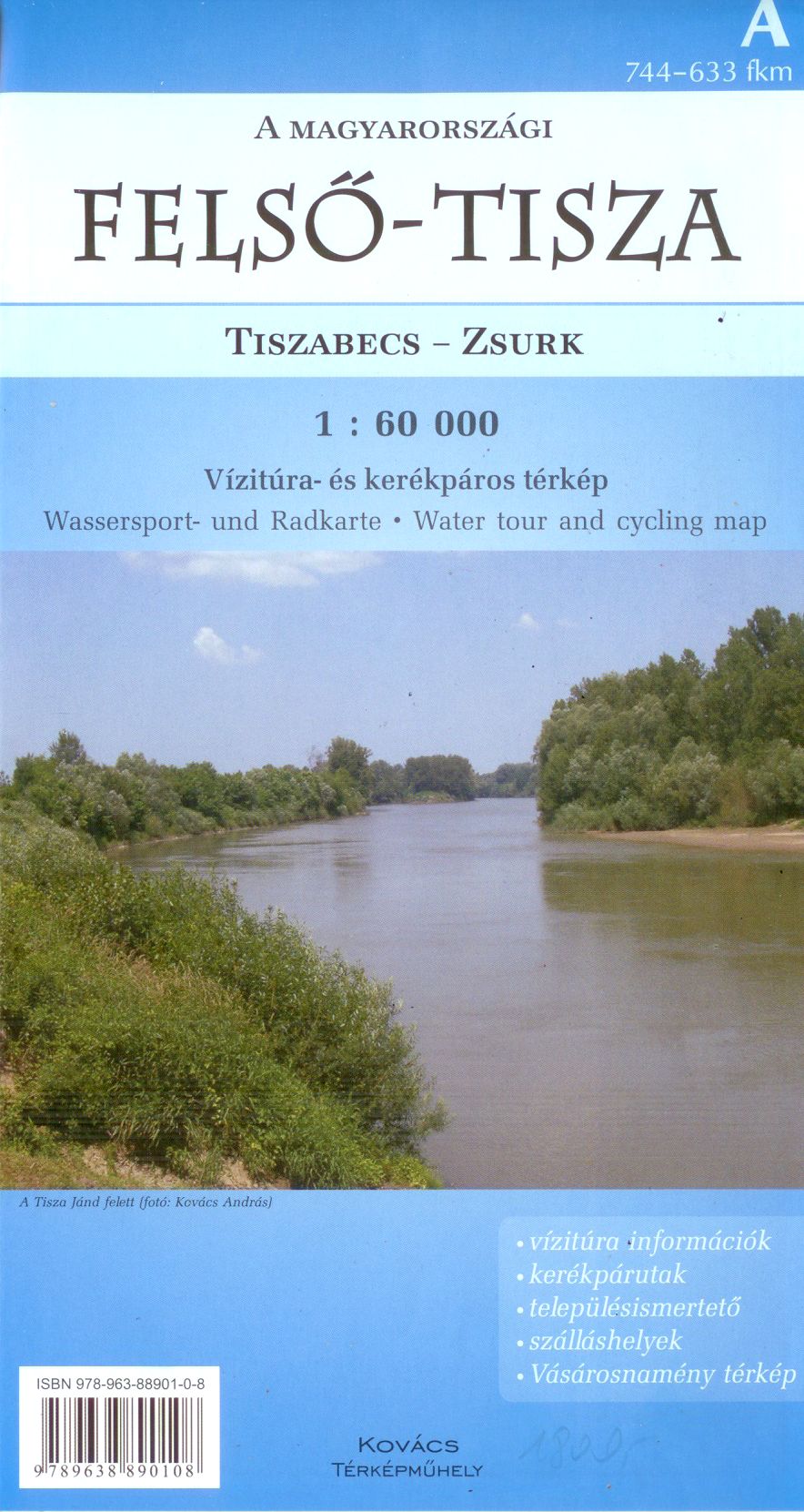 Canoing-angling map of the Tisza river  from Lónya til Zsurk (744-633 km)
