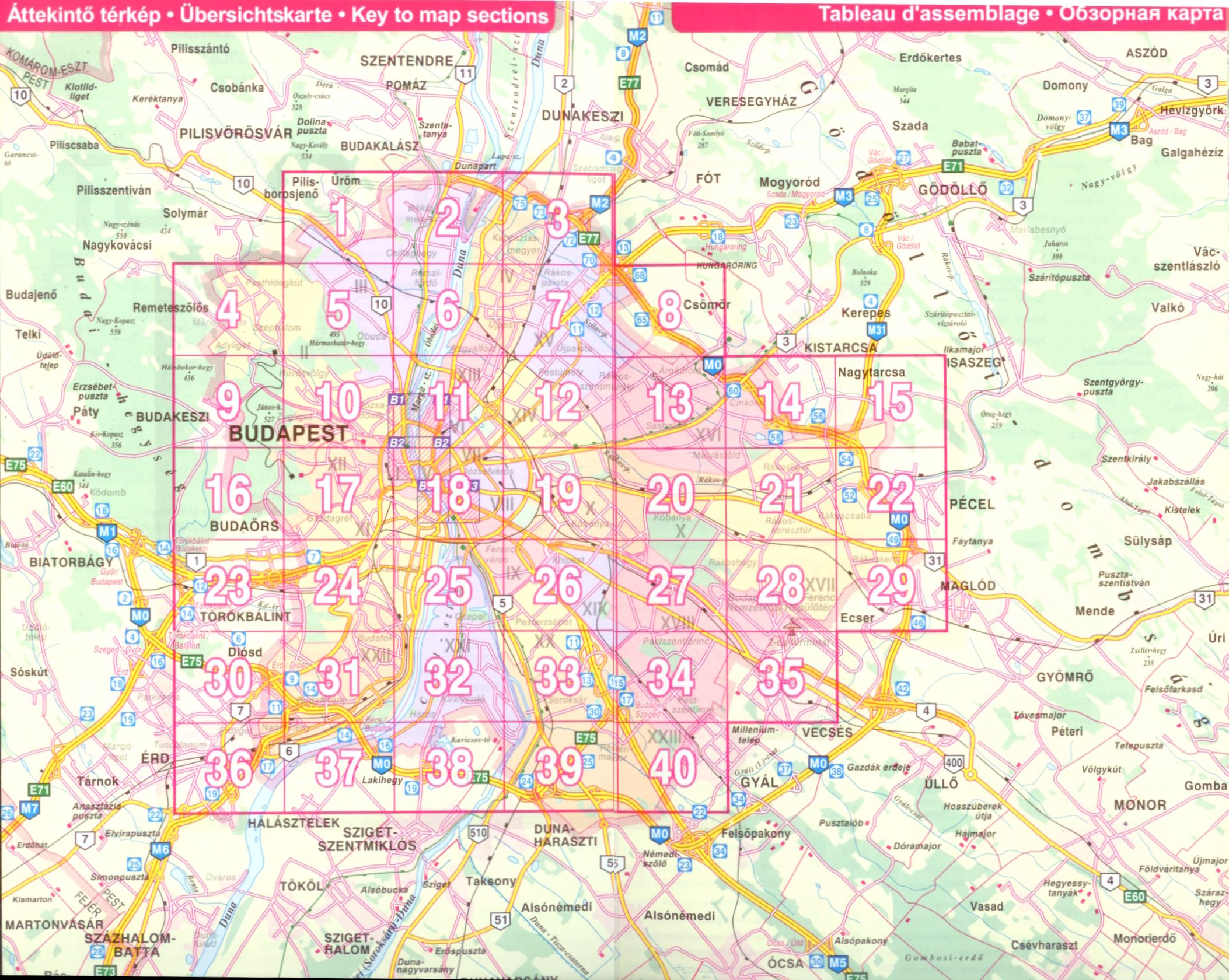 Sheet reference map Budapest