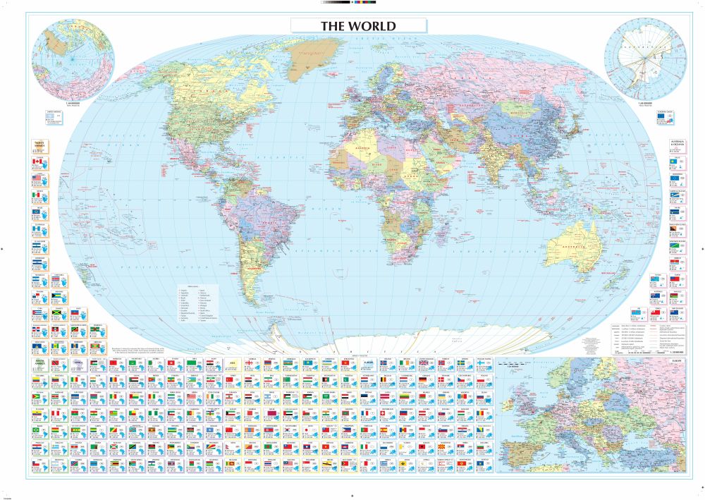 Full colour political World map in English for mobile devices