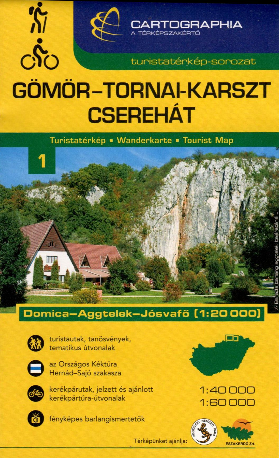  Cserehát (area between Hernád and Sajó rivers) tourist biking map is  an inset map on the Gömör-Torna (Aggtelek) karst map