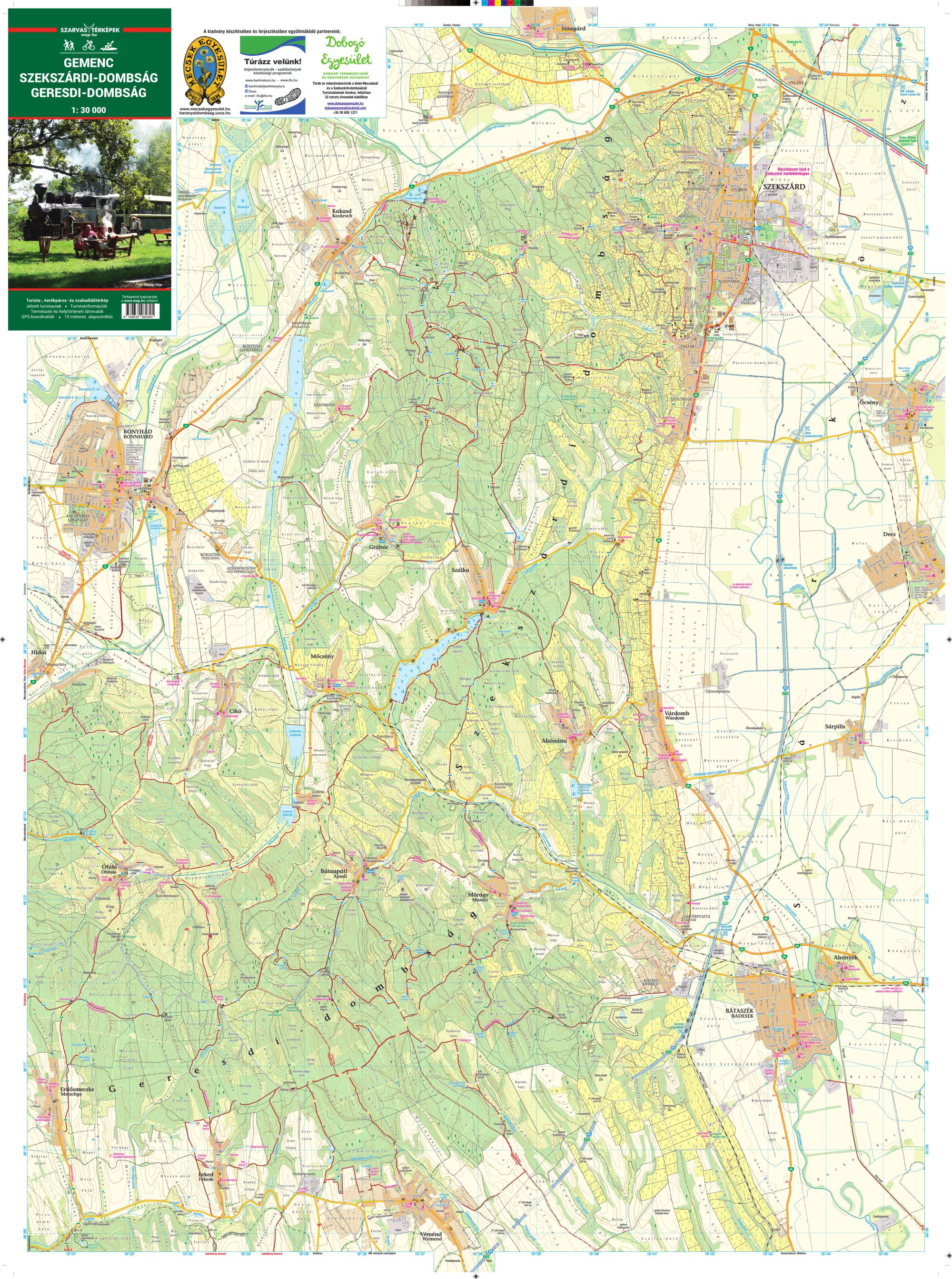 Area covered by the map Szekszárd hills/Geresd hills