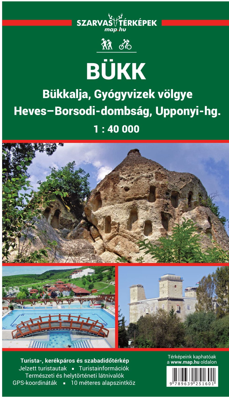 Bükk, Heves-Borsod hills, Uppony hills, Spa-valley  hiking and biking map with detailed leisure time tips, GPS co-ordinates