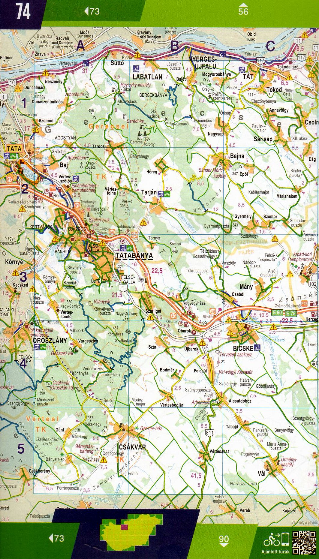 Hungary cycling guide/atlas: map sample 1