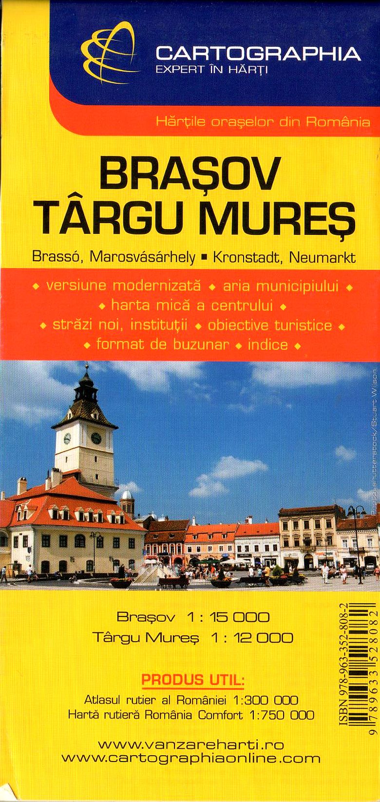  Brasov, Targu Mures:2 city maps on one sheet with index of streets and sights