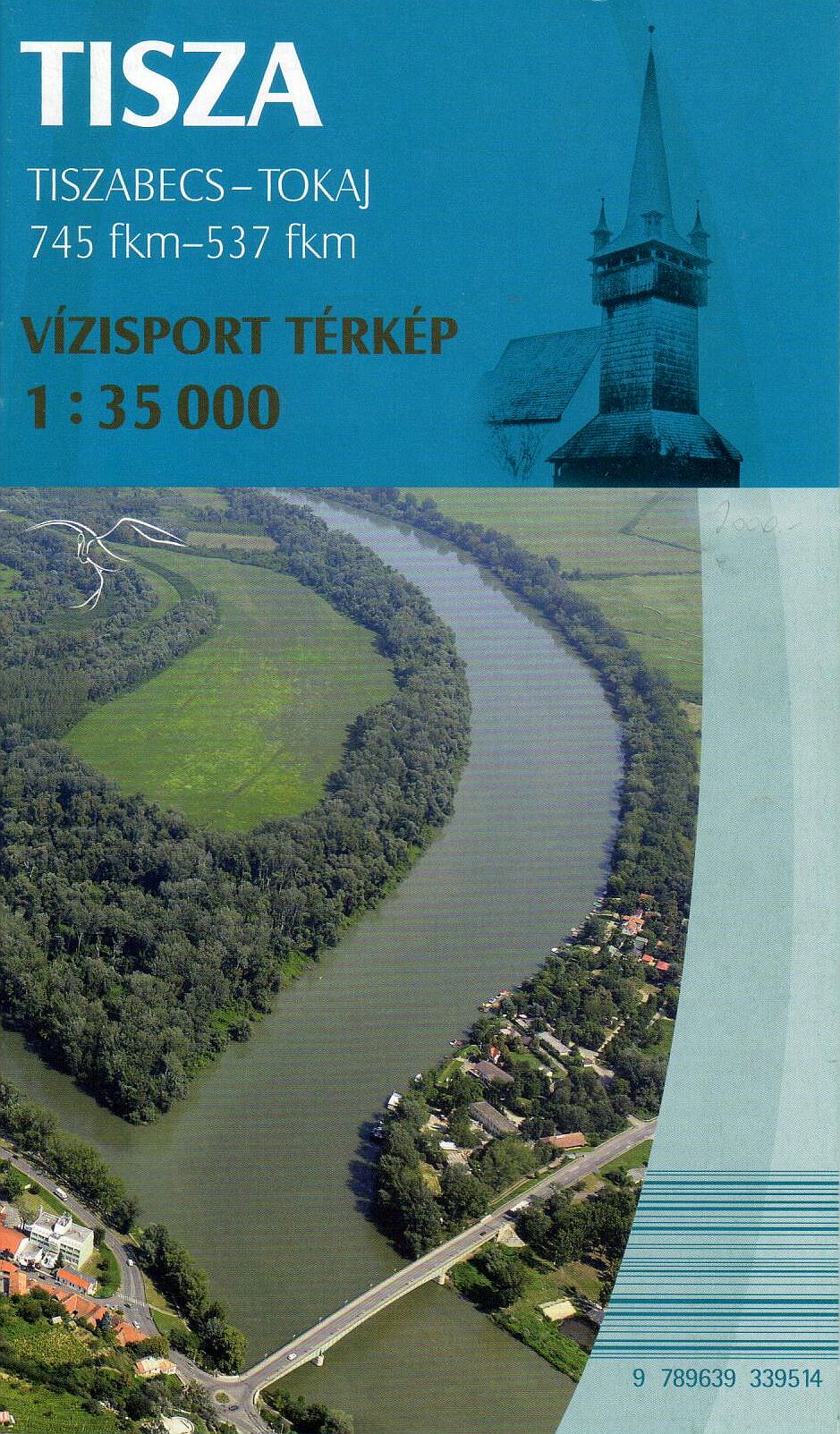 Deatailed kanoing and angling map of the Tisza river  (745-537 km section) from Ukrainian boundary till Tokaj