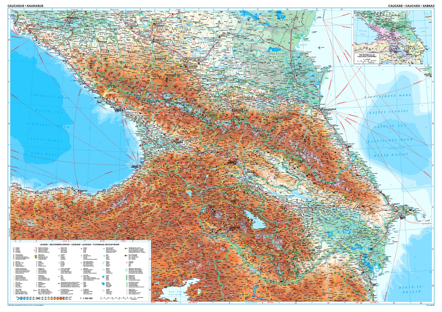 A Kaukázus térkép által lefedett terület