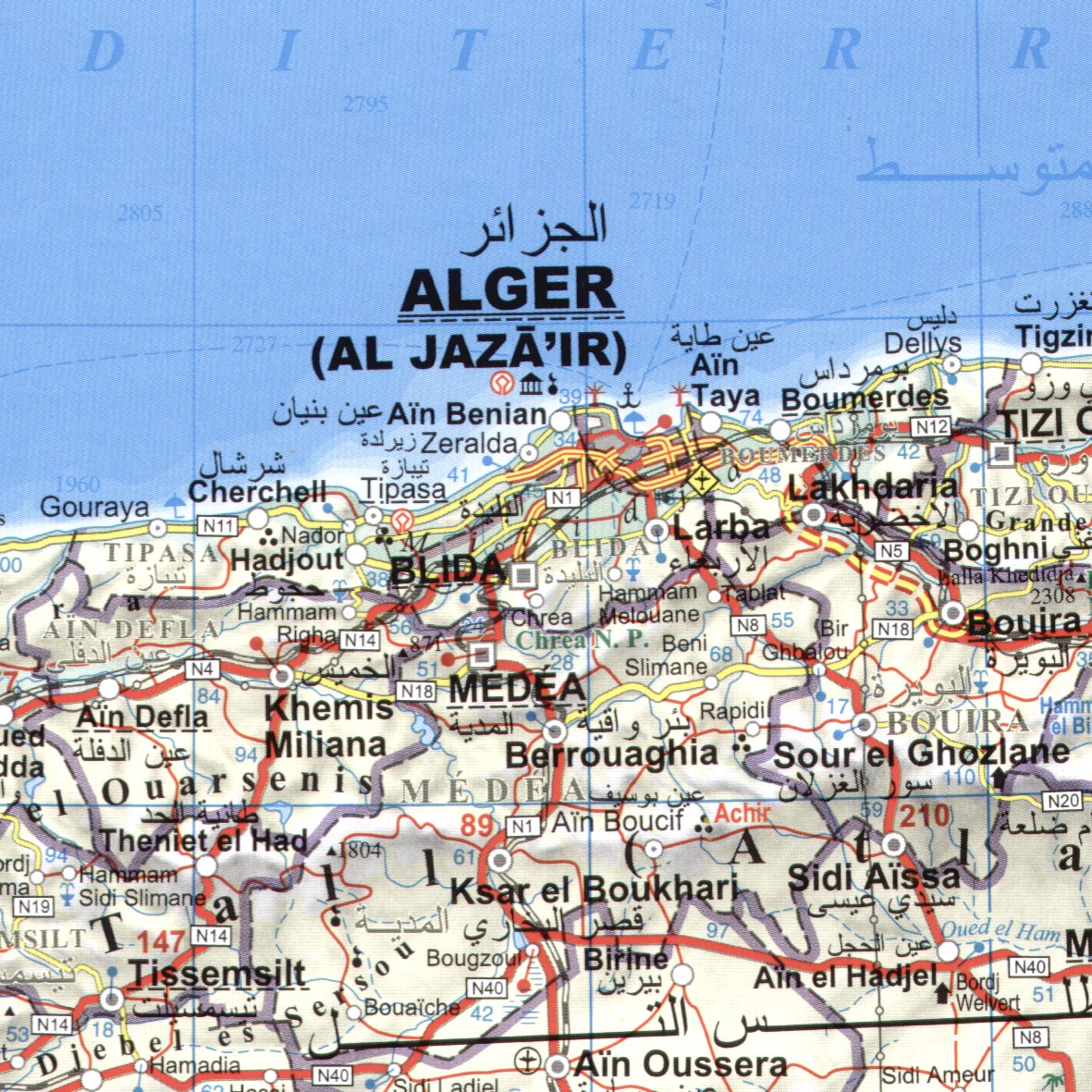 Algeria (road) map sample