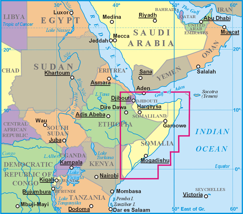 Szomália elhelyezkedése a térképen