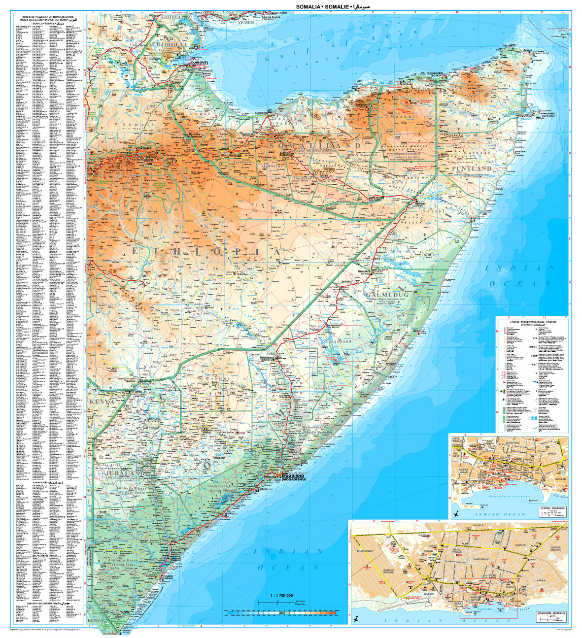 A Szomália térkép által lefedett terület