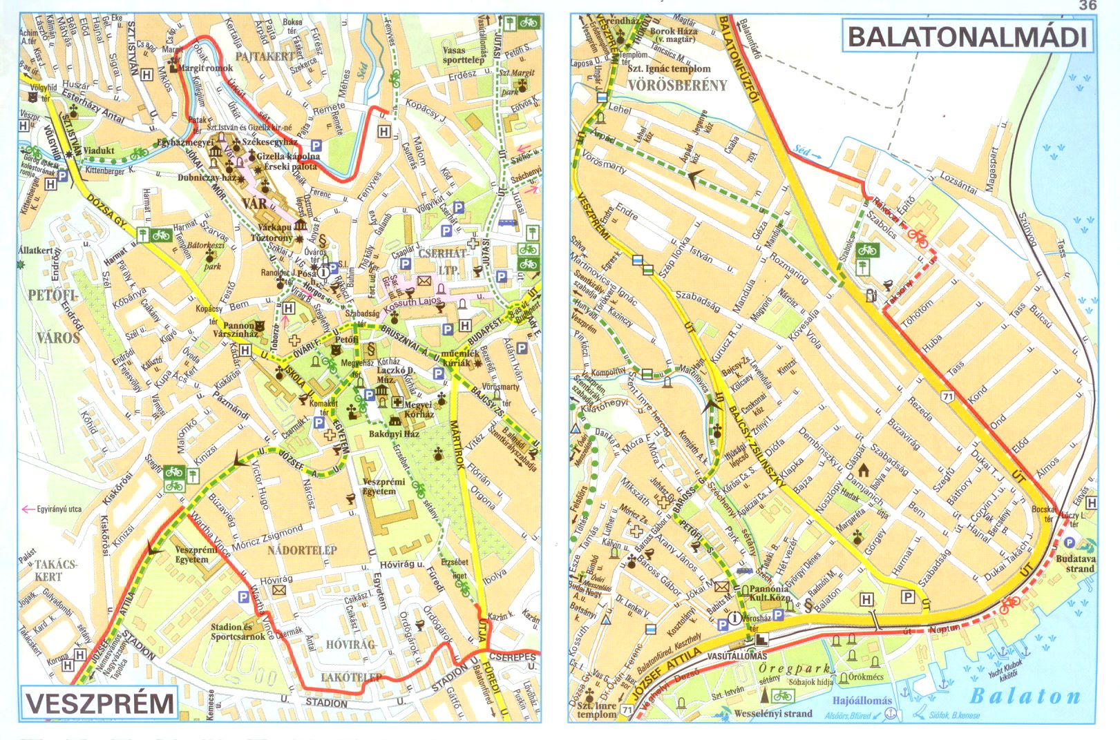 Balaton biking atlas sample city maps