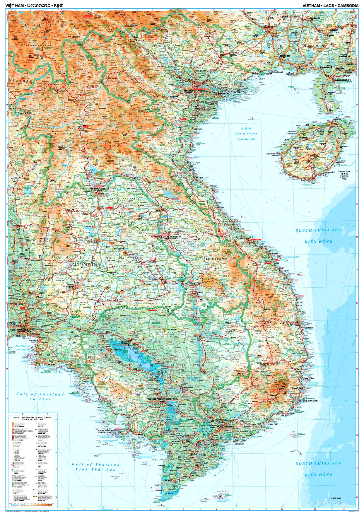 Area covered by the Vietnam, Laos, Cambodia map