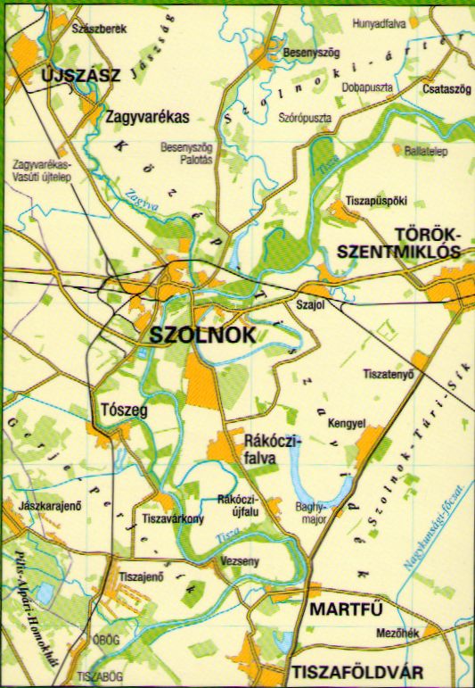 Area covered by the map Szolnok environs