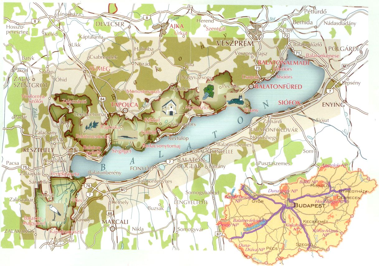 Area covered by the map of the Balaton Uplnads NP