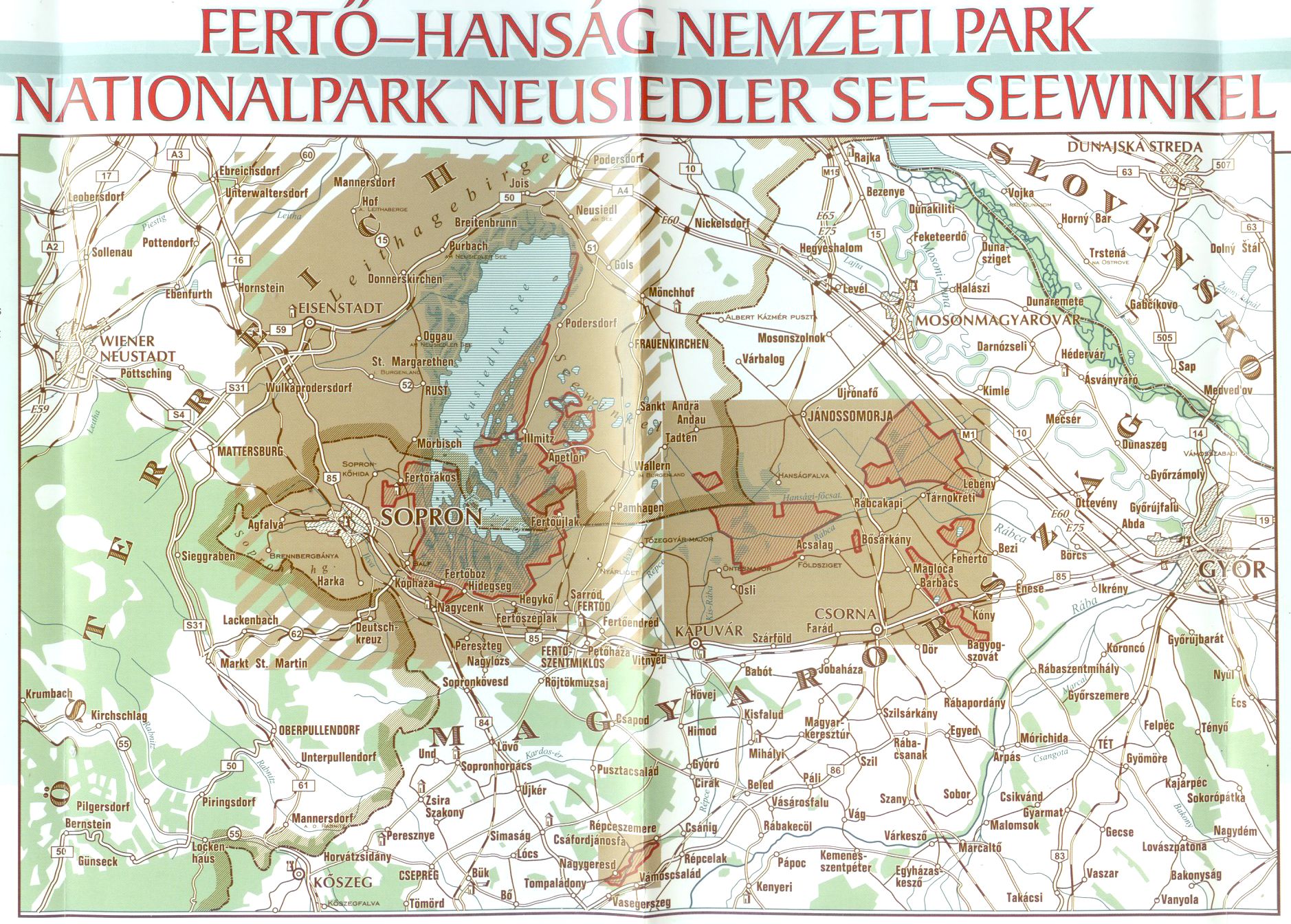 Area covered by the map of the Fertő-Hanság (Neusiedler See-Waasen) NP