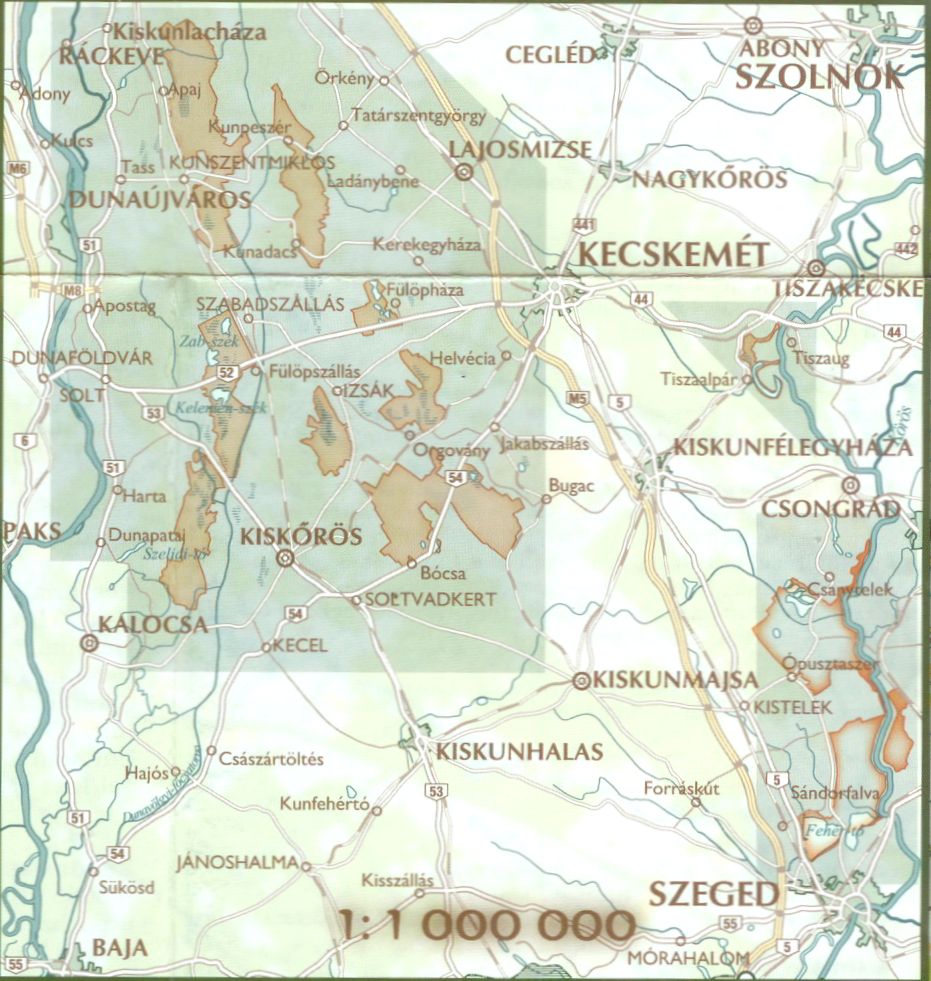 Area covered by tha Kiskunság NP map
