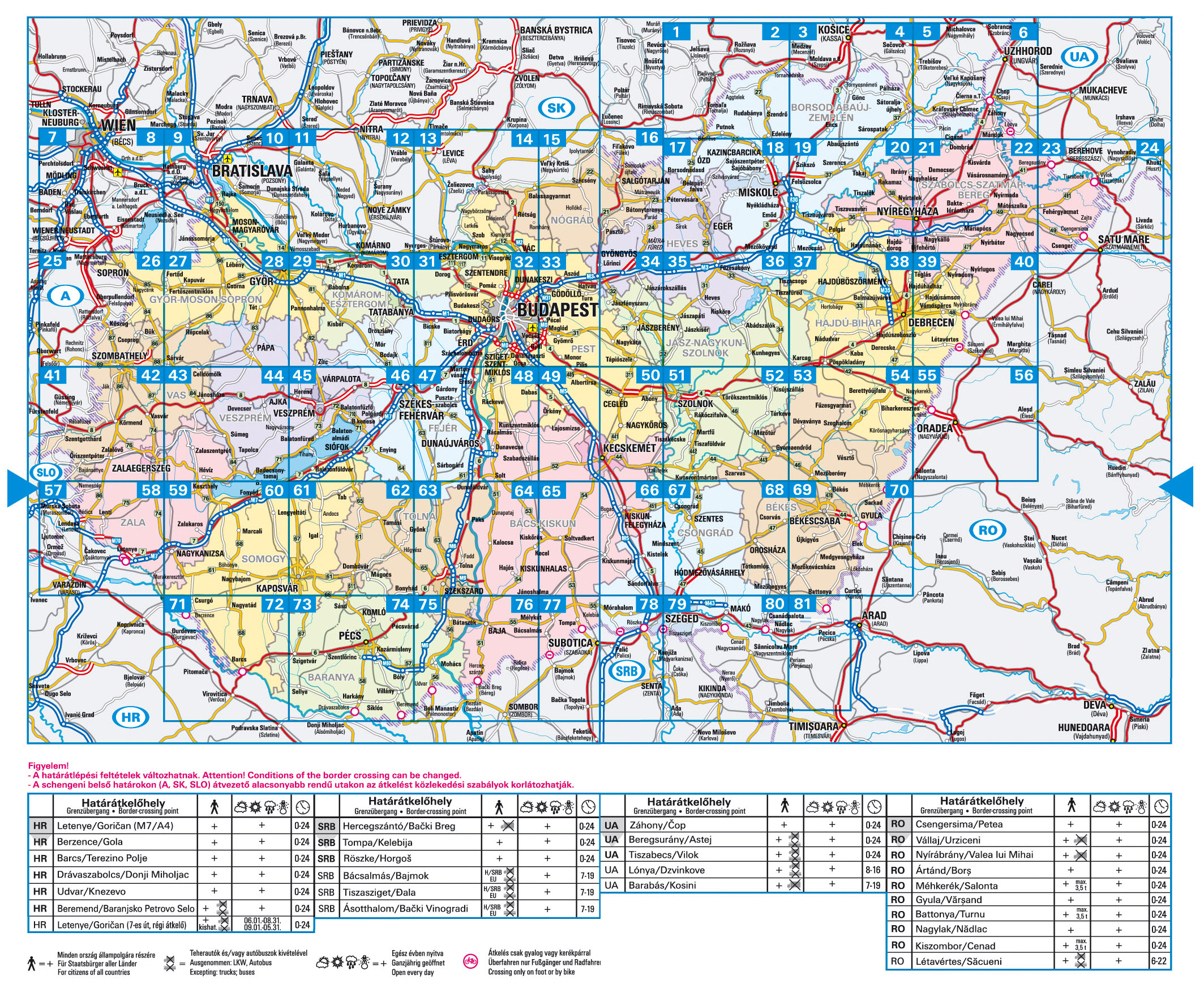 Magyarország autóatlasza áttekintő térkép