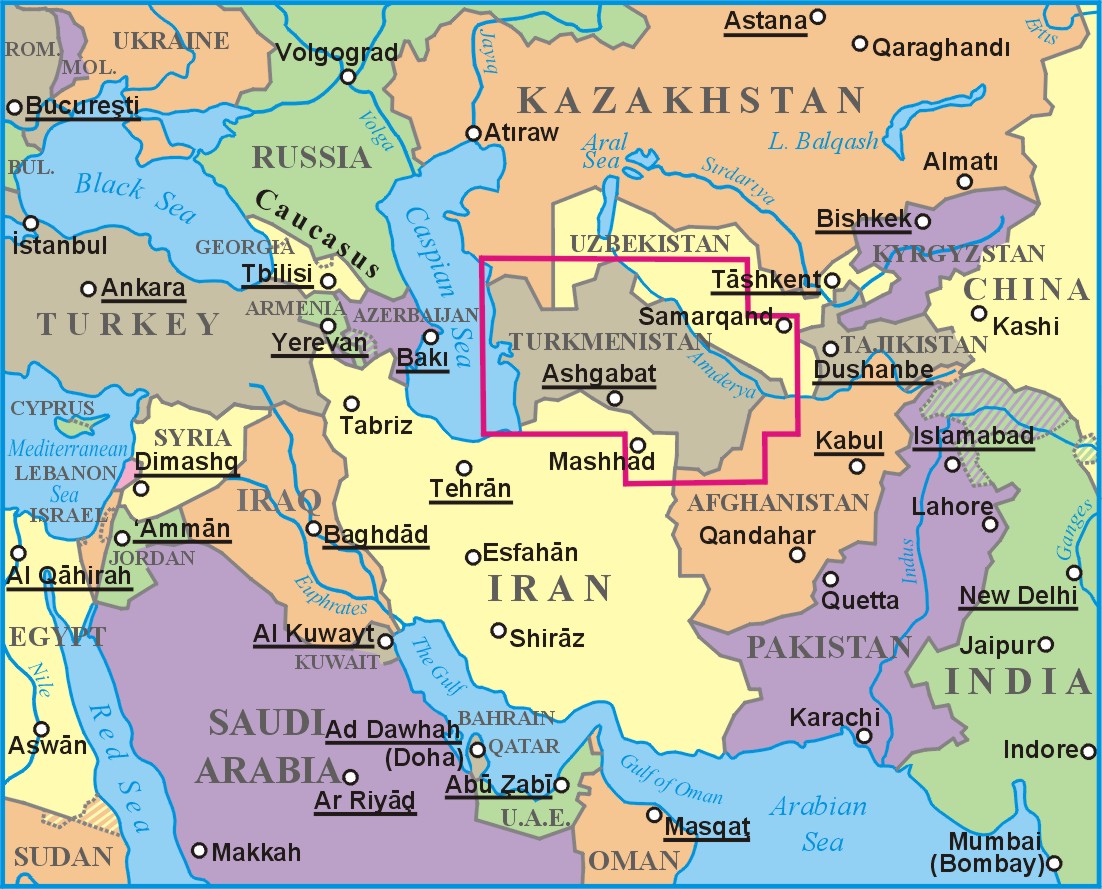 Turkmenistan on the World map