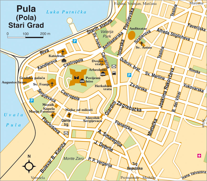 Horvát tengerpart: Pula várostérkép