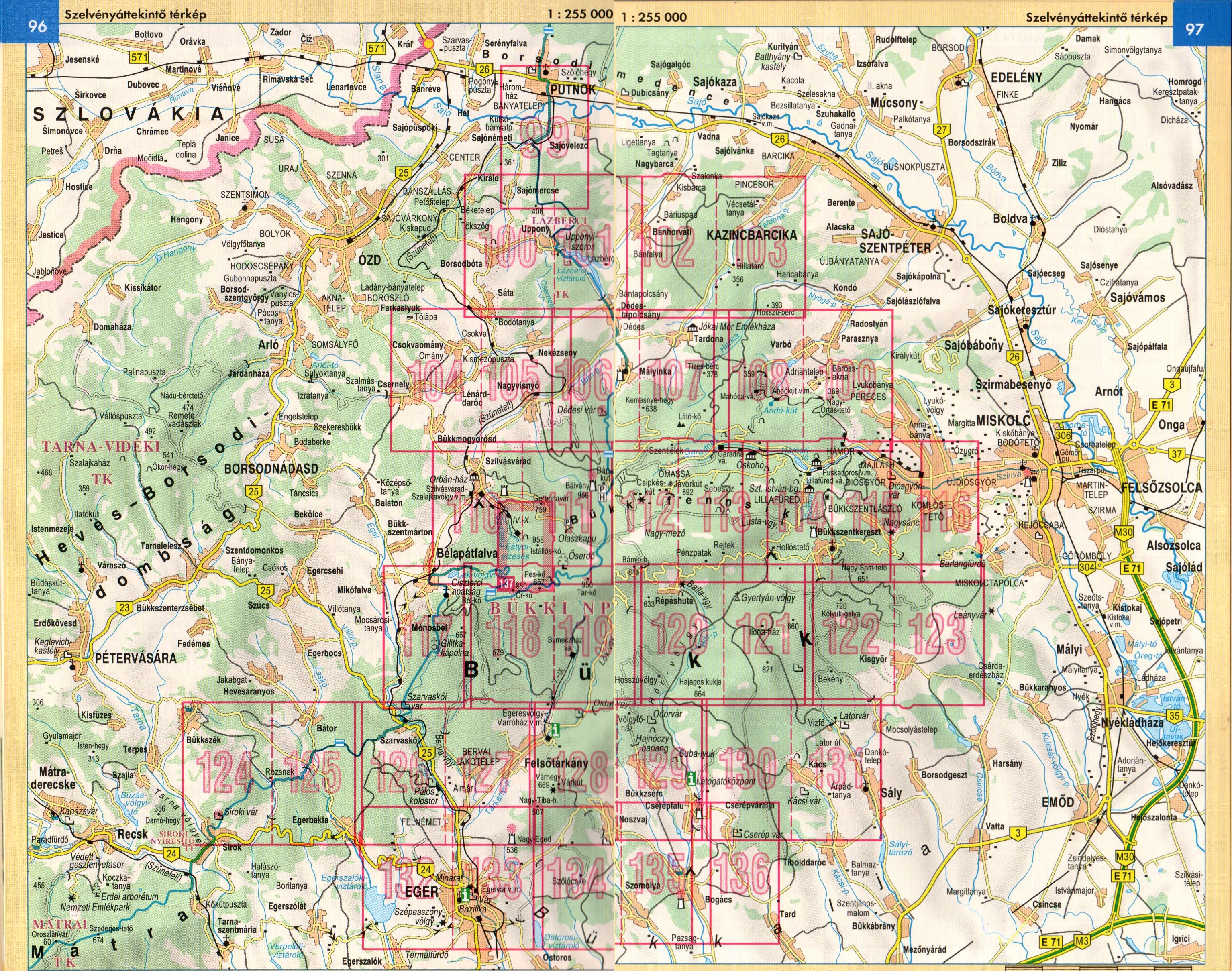 Bükk atlas sheet reference map
