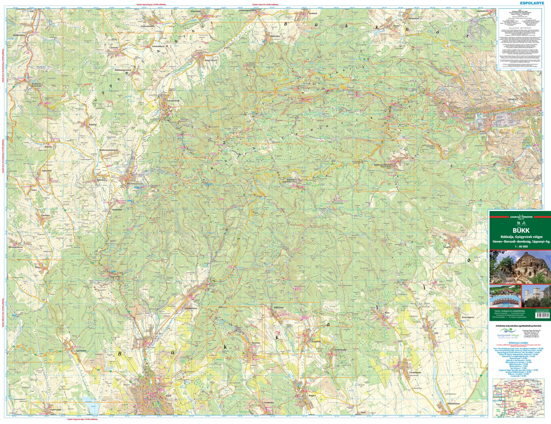 Area covered by the main map Bükk 1:40.000
