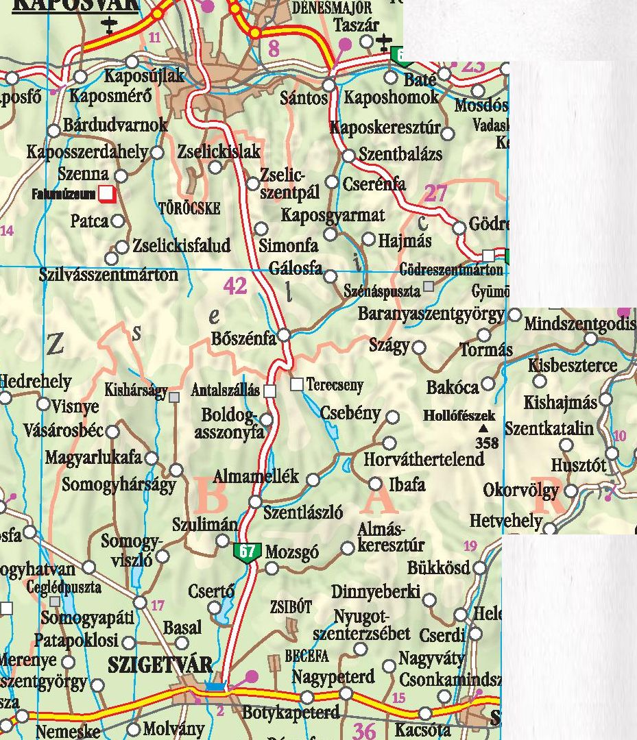 Area covered by the Zselic map