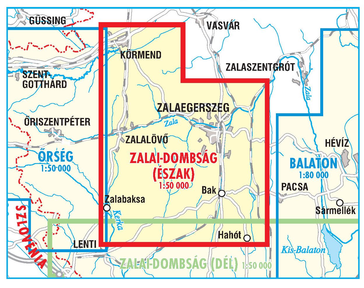 Zala hills (North), Göcsej overview map