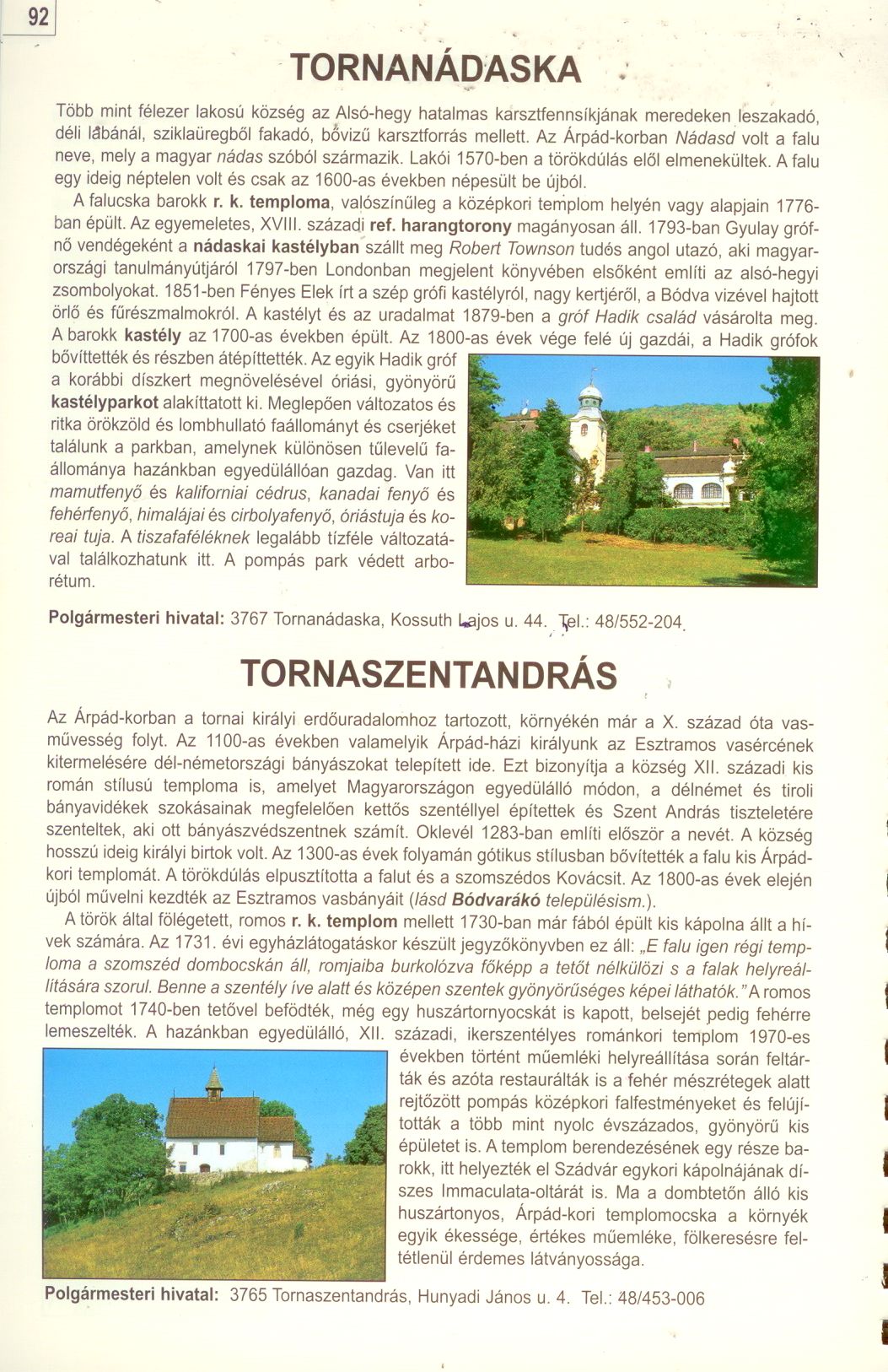 Gömör-Tornai-karszt, Cserehát atlasz szöveges mintaoldal