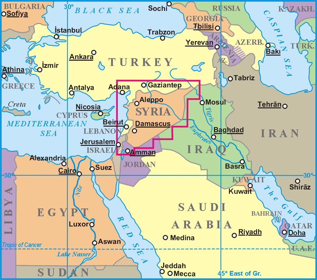 Szíria helye a térképen