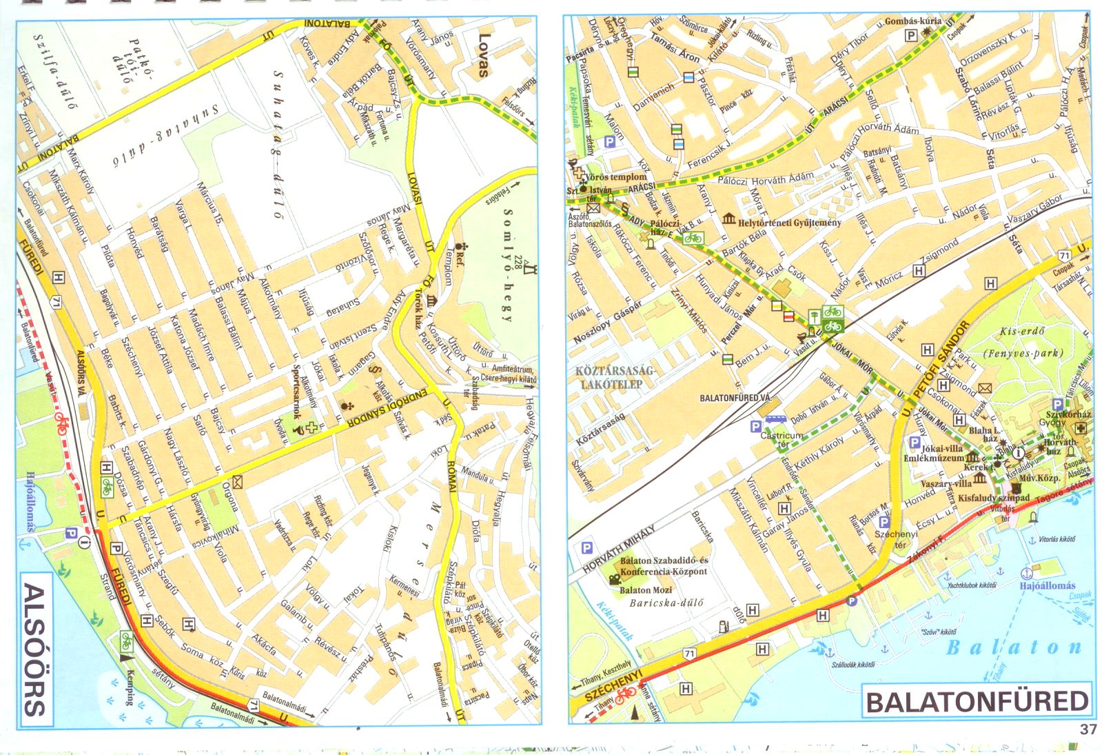 Balaton biciklis atlasz várostérkép minta