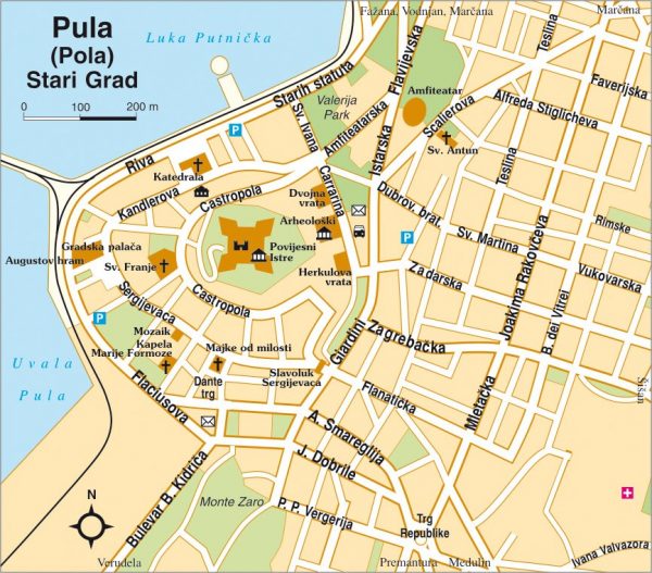 Horvát tengerpart: Pula várostérkép