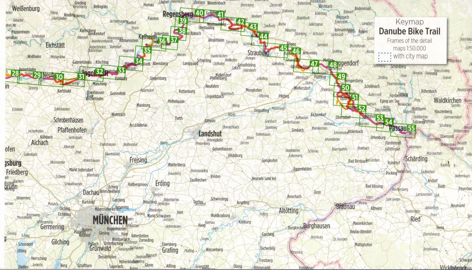 Duna-menti kerékpárút 1.: Áttekintő térkép