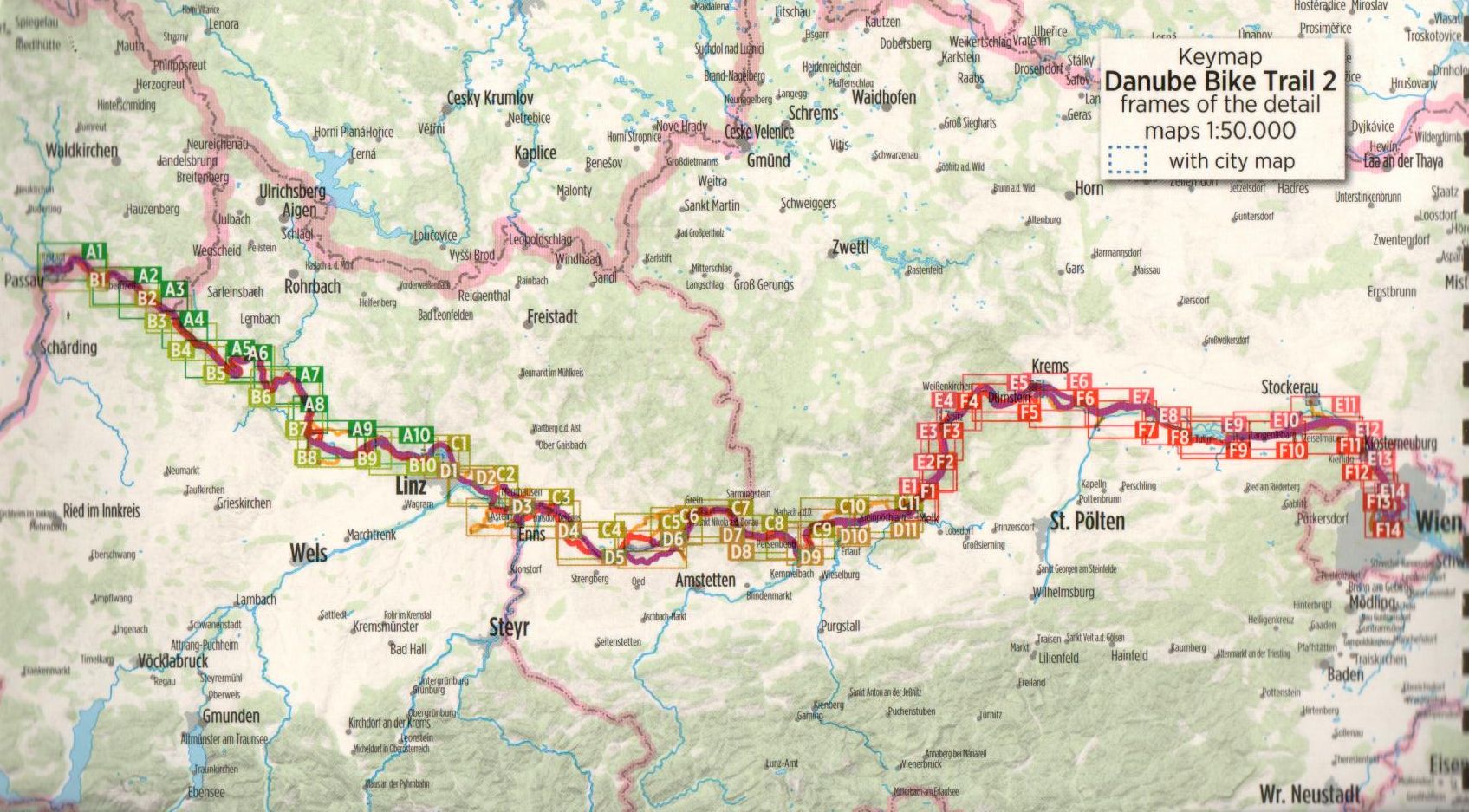 Duna-menti kerékpárút 2.: Áttekintő térkép