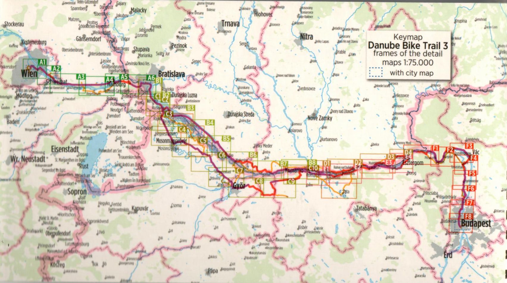 Duna-menti kerékpárút 3.: Áttekintő térkép