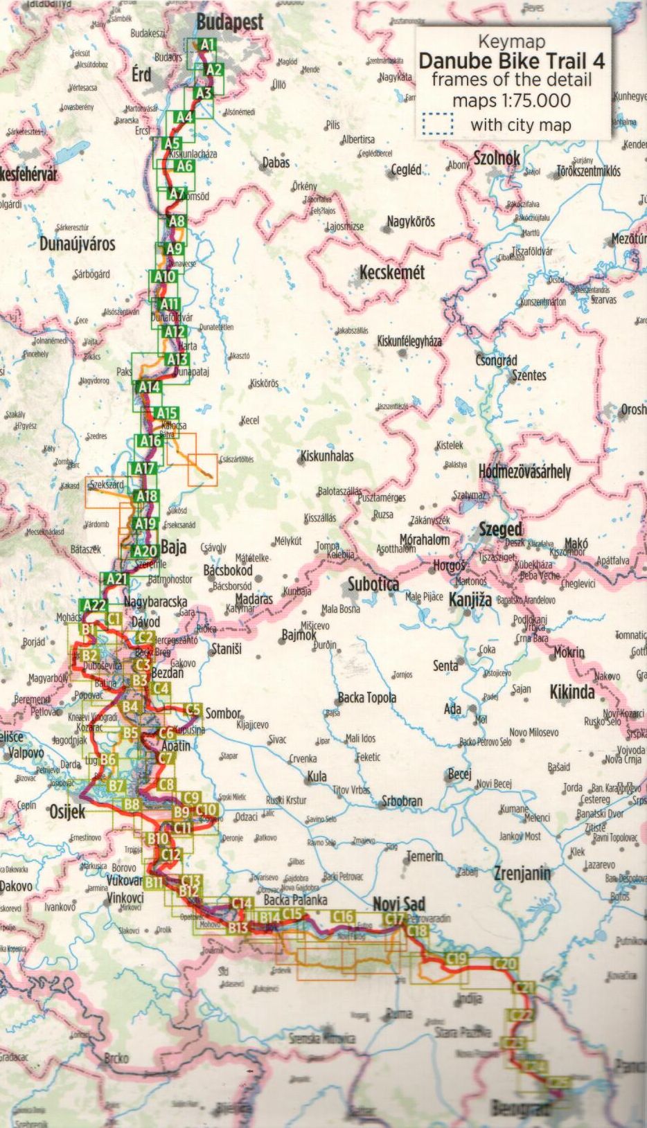 Duna-menti kerékpárút 4.: Áttekintő térkép
