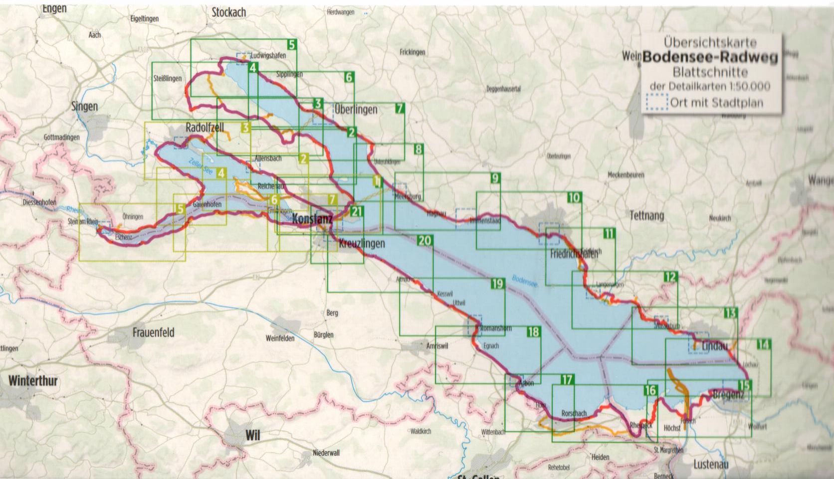 A Bodeni-tó útikalauz áttekintő térképe