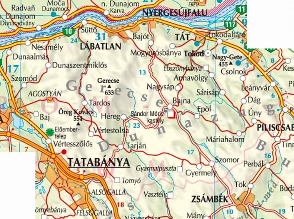 Az 1:40.000-es Gerecse térkép által lefedett terület