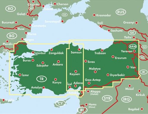 A Törökország térkép által lefedett terület