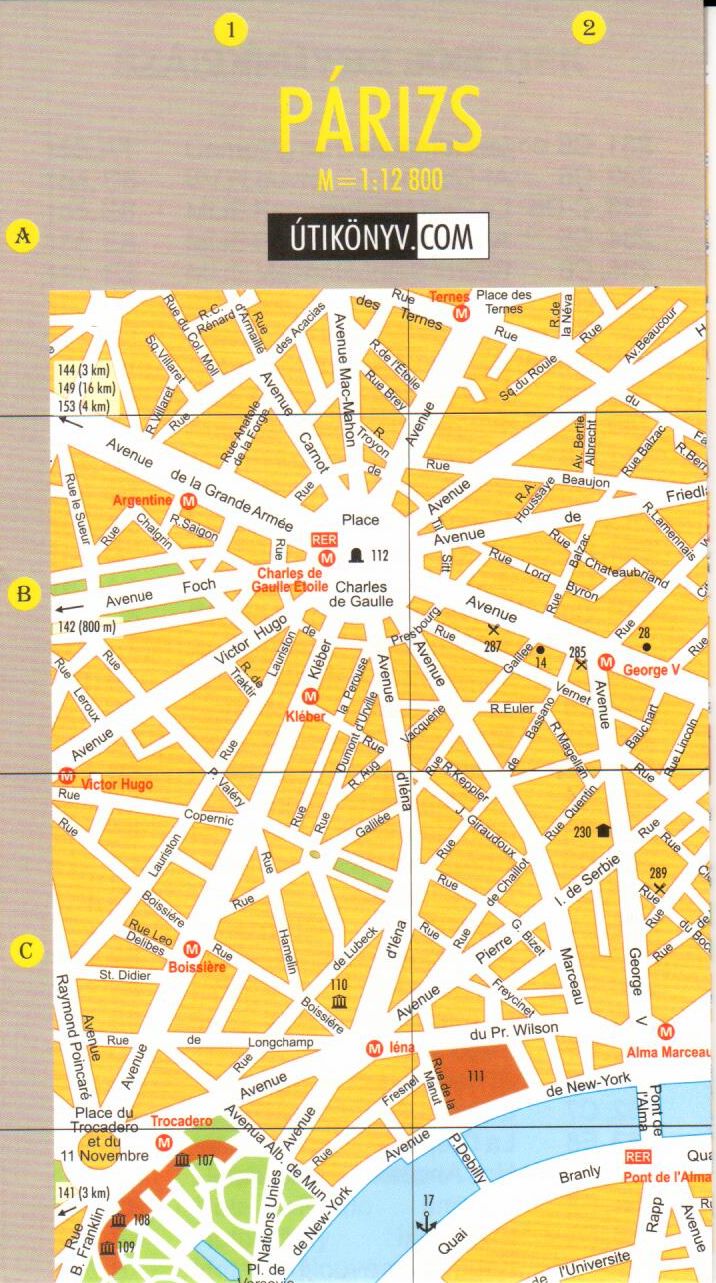 Párizs térkép mintakivágat
