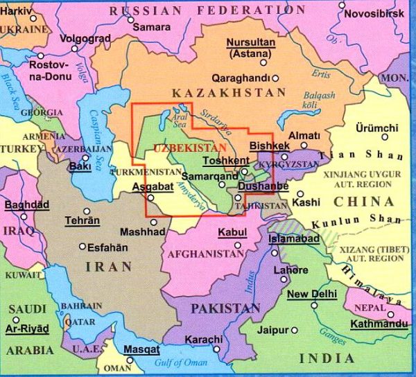 Üzbegisztán helye a térképen