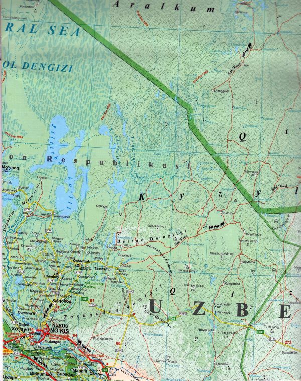 Üzbeisztán térkép mintakivágata