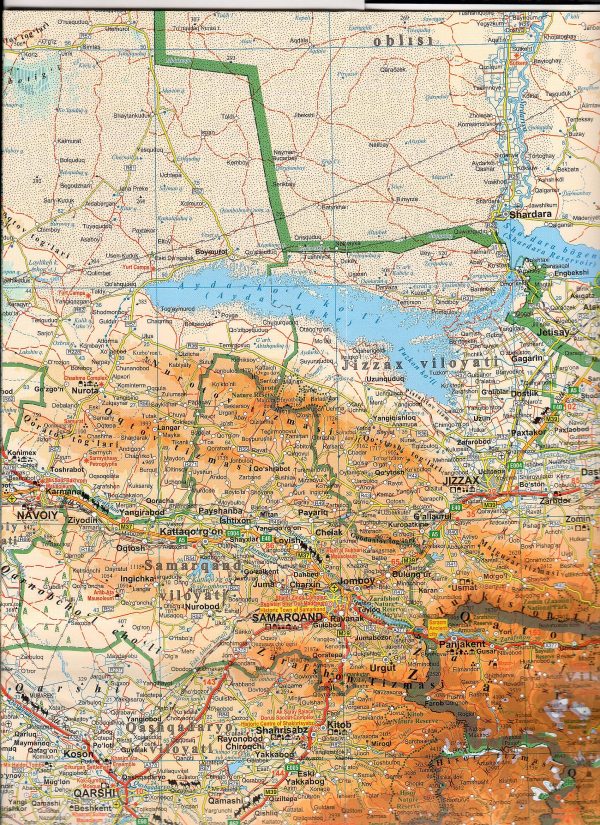 Üzbeisztán térkép mintakivágata