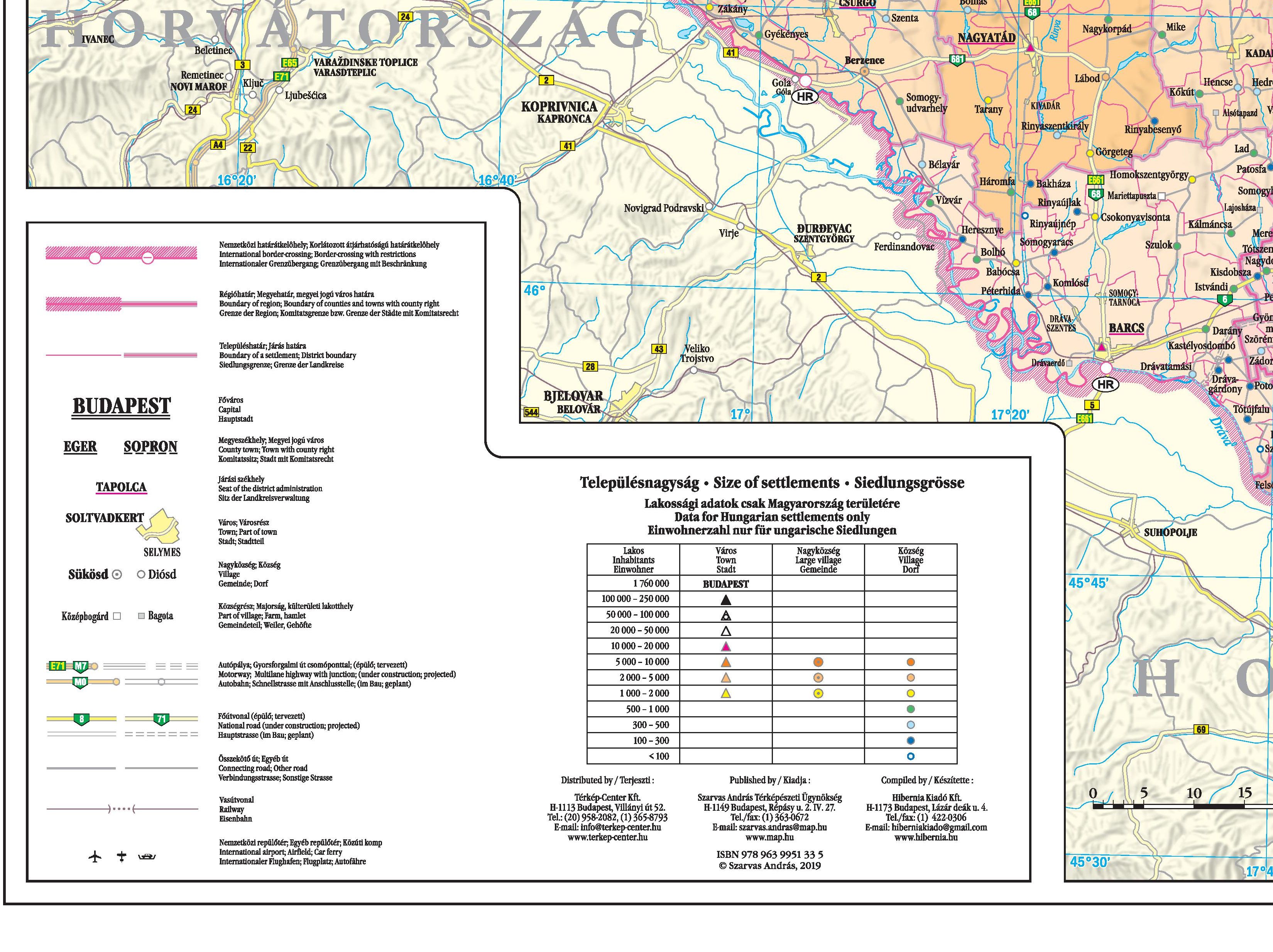 Magyarország közigazgatási térképe: jelmagyarázat