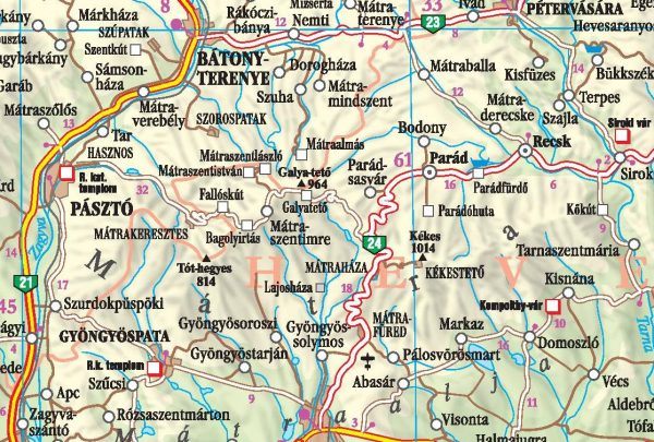 A Mátra térkép által lefedet terület