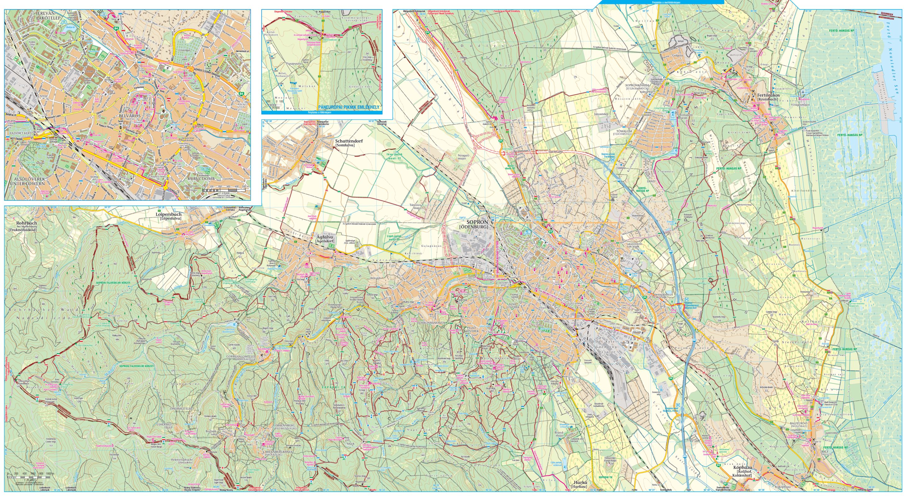 A Soproni-hg részletes térképe által lefedett terület