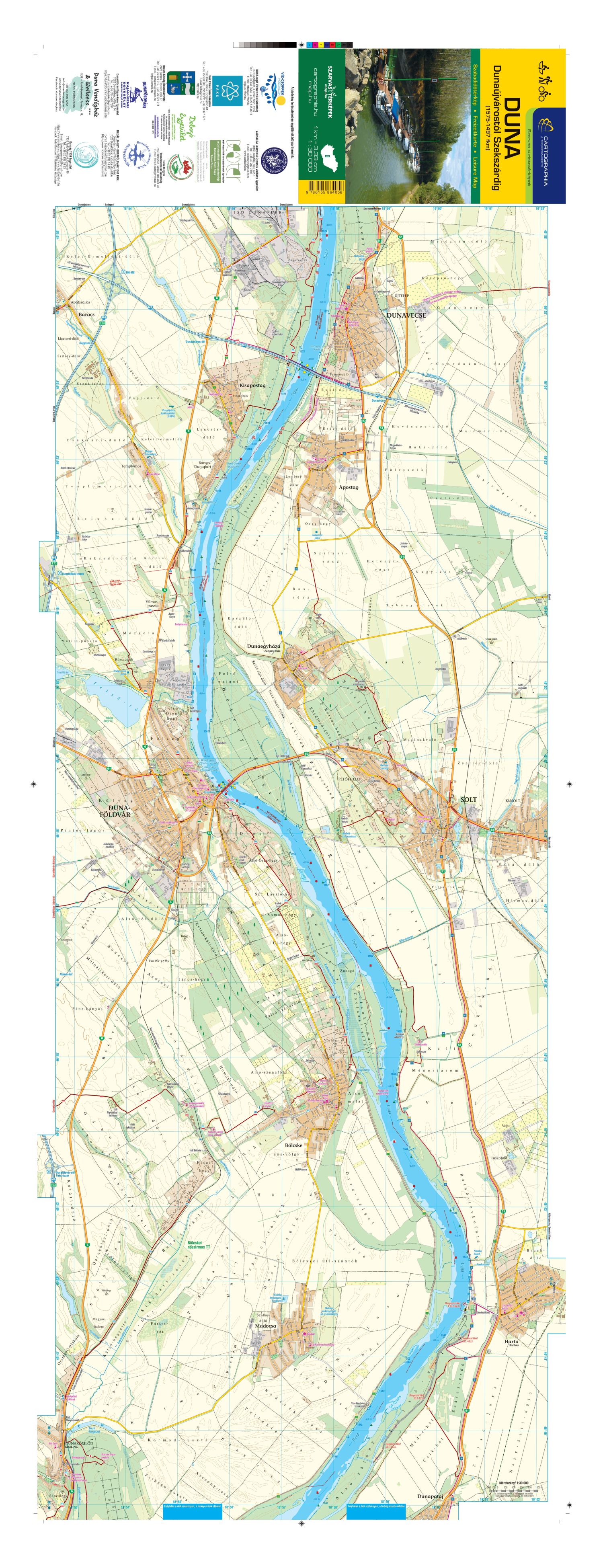 A Duna (Dunaújváros-Szekszárd) 1:30.000 térkép által lefedett terület (Északi rész)