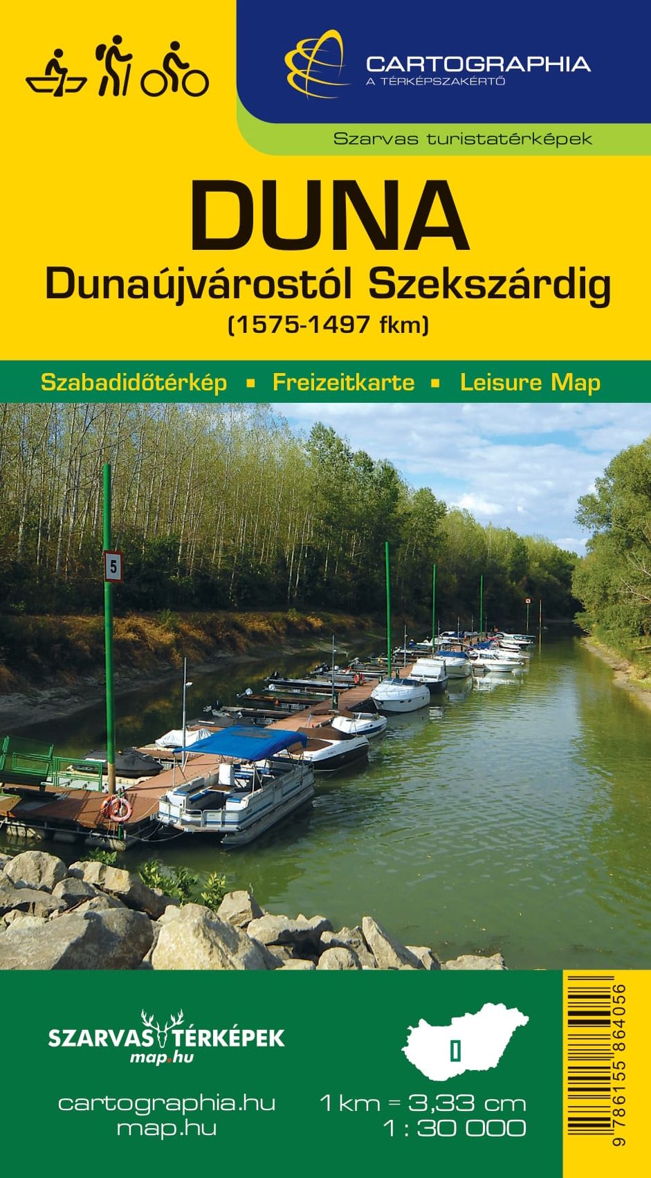 Duna (Dunaújváros-Szekszárd) 1:30.000 részletes vízisport-, keékpáros-, turista- és szabadidőtérkép