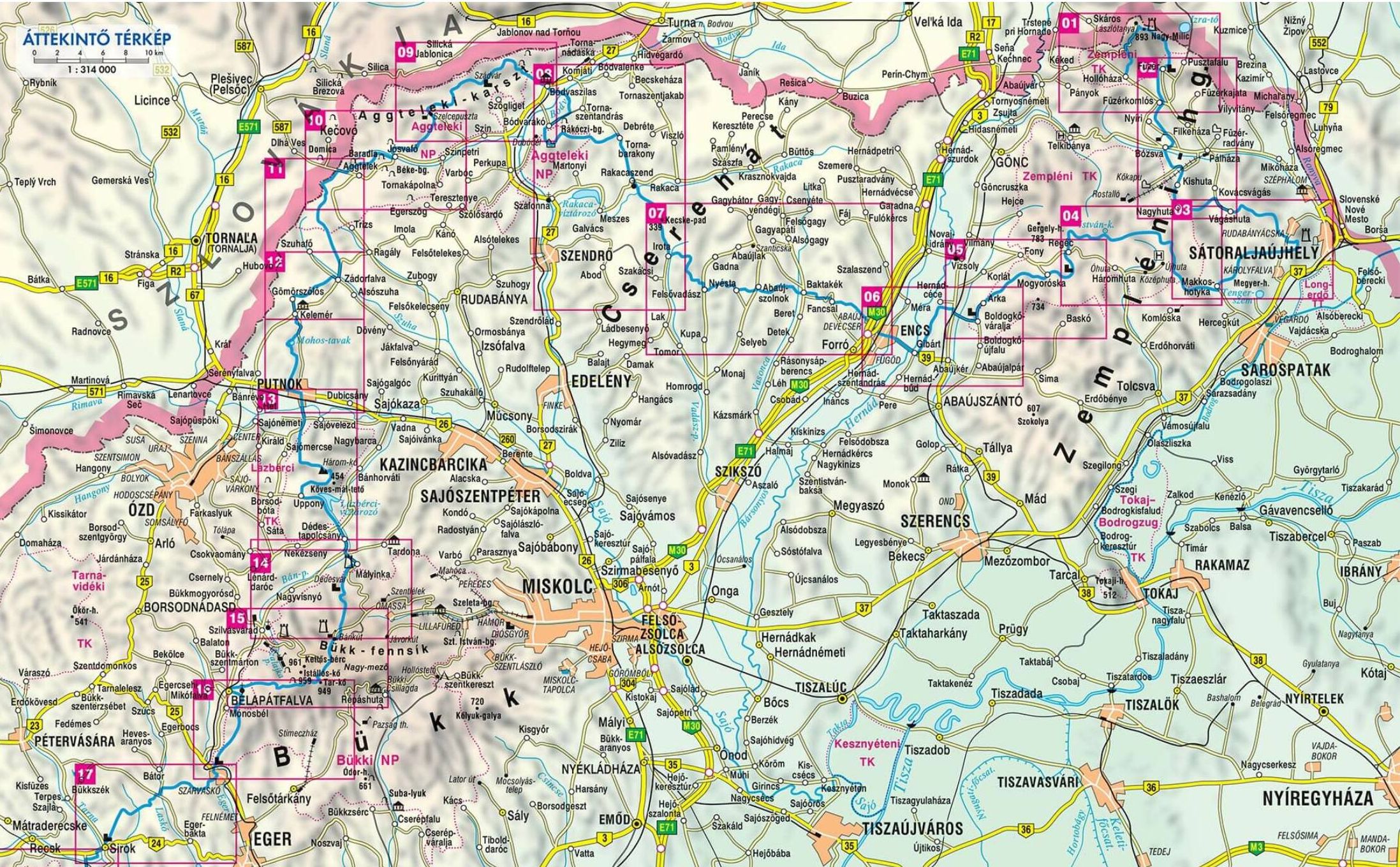 Kéktúra 1. térképszett: áttekintő térkép (1-17. túra)